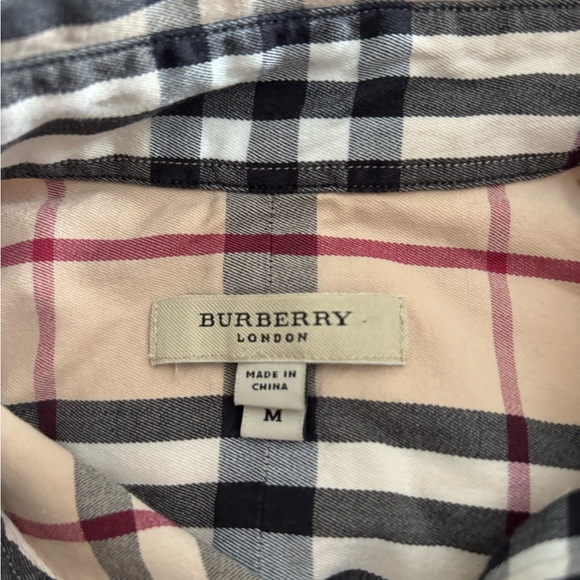 Burberry men’s long sleeve fitted shirt classic beige check size medium - Picture 7 of 9